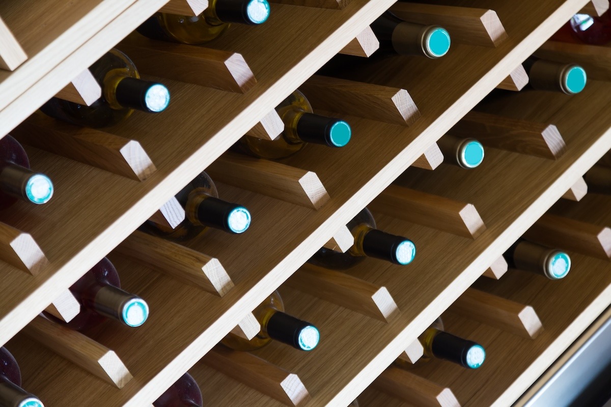Shelves with wine bottles
